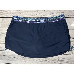 Free Country Women's Side Shirred Swim Skirt bottom size XXL(18)‎ Lagoon/Slate